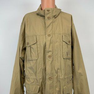 LL Bean Cargo Field Lightweight Jacket Button Up Beige Size L